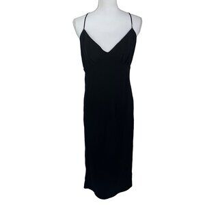 NWT Madewell The Layton True Black Sleeveless Cami Strap Midi Slip Dress 14